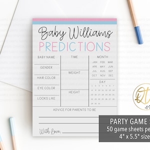 Gender Reveal Game, Baby Predictions Game, Printed Gender Reveal Game Sheets, Boy or Girl Gender Reveal Game, Predict Gender Game