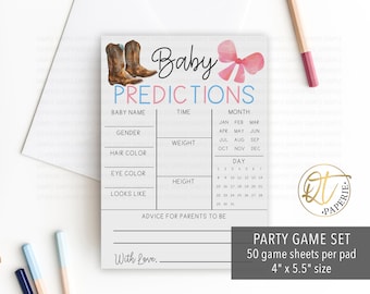 Boots Bows Gender Reveal Game, Boots or Bows Baby Predictions Game, Cowboy Baby Shower Game Sheets, Printed Game, Cowboy Cowgirl Party