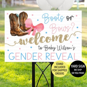Boots or Bows Welcome Gender Reveal Sign, Boots Reveal Yard Sign, Cowboy Gender Reveal Decoration, Outdoor Sign, Country Theme Gender Reveal