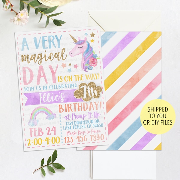 Unicorn Party Invitation, Rainbow Invitation, Magical Birthday Invitation, Unicorn Birthday Invitation, Rainbow Birthday Invitation