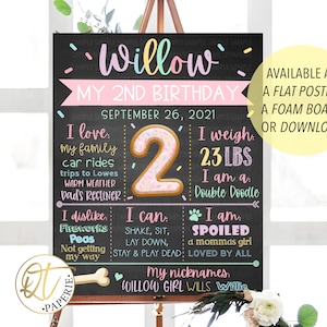 Puppy 2nd Birthday Sign, Puppy Second Birthday Poster, Dog 2nd Birthday Sign, Puppy Birthday, Dog Sign, Dog Chalkboard Birthday Poster