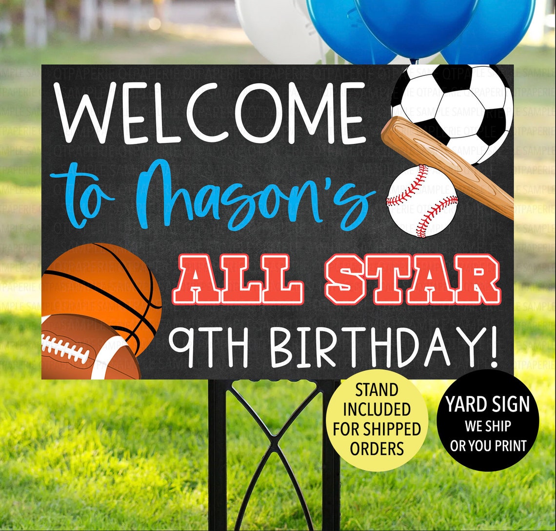 All Star Sports Birthday Yard Sign Sports Birthday Sign Etsy
