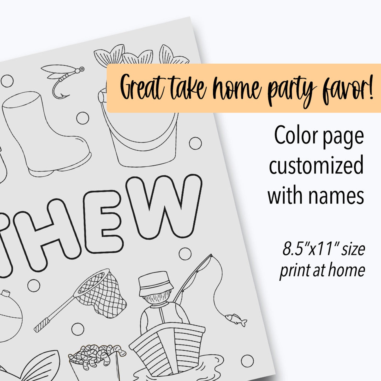 Ofishally One Coloring Sheet, Fishing Name Coloring Page, Fish Party ...