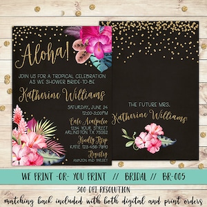 Luau Bridal Shower Invitation, Hawaiian Bridal Shower, Tropical Bridal Shower, Tropical Bridal Invitation, Aloha Invitation, Tropical Invite