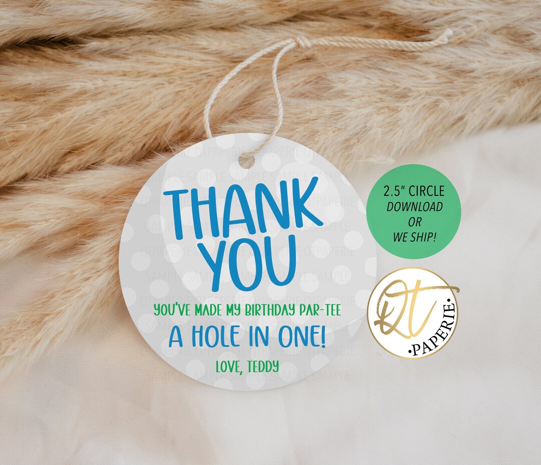 Golf Ball Thank You Tag, Golf 1st Birthday Tag, Golf Party Favor Tag