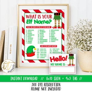 Elf Name Game, Elf Name Tag Game, Elf Name Printable, Christmas Party Game, Christmas Game Printable, Elf Party Sign, Ugly Sweater Game