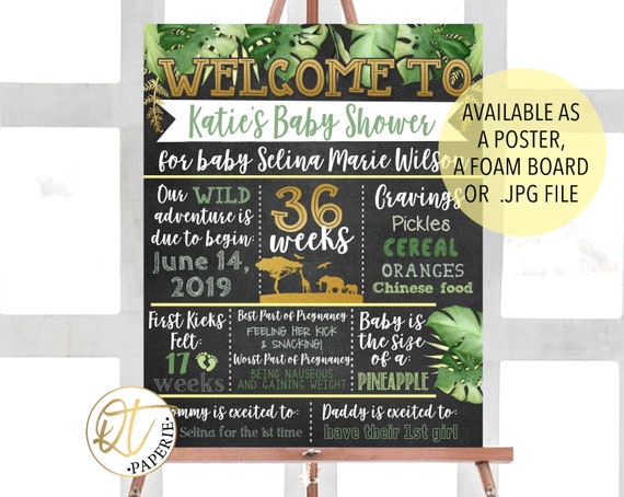 Safari Baby Shower Sign Jungle Baby Shower Board Golden Etsy