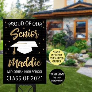 Letrero de jardín para graduados de secundaria de 2025, regalo para graduados de secundaria de 2025, letrero de jardín para estudiantes de último año de secundaria, letrero de graduación dorado, idea para estudiantes de último año de secundaria