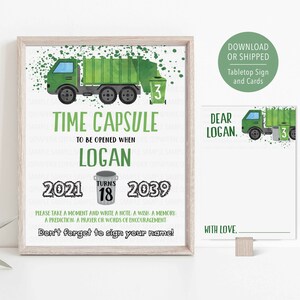 Garbage Truck Birthday Time Capsule, Trash Truck Time Capsule, Trash Bash Garbage Truck Birthday Decoration, Decor Download