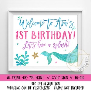 Mermaid Birthday Sign, Mermaid Welcome Sign, Mermaid Sign, Mermaid Party Sign, Swim Birthday Sign, Welcome Mermaid Sign