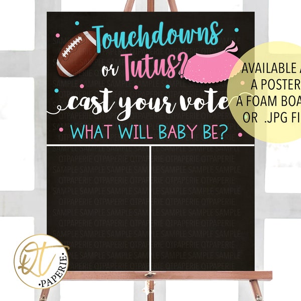 Football Gender Vote Sign, Football Gender Reveal Sign, Touchdown or Tutus Sign, Football Voting Sign, Touchdown or Tutus Gender Vote