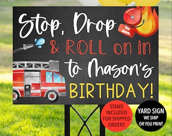 Firefighter Birthday Yard Sign, Firetruck Birthday Sign, Fire Truck Sign, Firefighter Party, Firefighter Welcome Sign, Birthday Decoration
