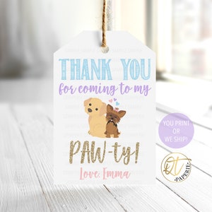 Merci de m'avoir accordé des étiquettes de faveur | Étiquettes pour sac cadeaux anniversaire chiot | Cadeaux pour chien imprimables ou expédiés | Décoration de fête pour chiots