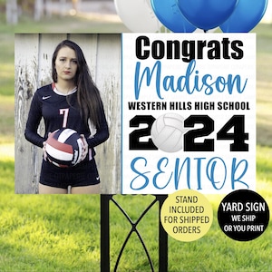 Senior Volleyball Yard Sign, High School Volleyball Sign, 2025 Volleyball Senior Sign, Volleyball Grad Sign, Printed Senior Photo Yard Sign