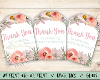 Spring Birthday Thank You Tag, First Birthday Thank You Tag, Tea Party Thank You Tag, 1st Birthday Thank You Favor Tag, Tea Party Favor Tag