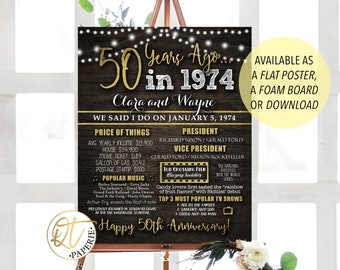 50th Anniversary Sign, 50th Birthday Sign, 50 Years Ago, 1974 Anniversary Poster, Birthday Poster, 50th Anniversary Gift, 50th Birthday Gift