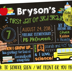 First Day of School Sign, 1st Day of School, Back to School Sign, Back to School Chalkboard, Kindergarten Sign, Last Day of School