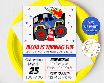 Monster Truck Invitation Template, Truck Theme Birthday Invite, Editable Race Truck Party, Mobile Invite, Instant Download, Boy Off Road