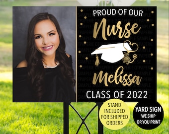 Nursing Graduate Yard Sign, Nurse Yard Sign, Gold Nurse Graduation Sign, Stethoscope Graduation, RN Graduation Yard Sign, EMT Graduation