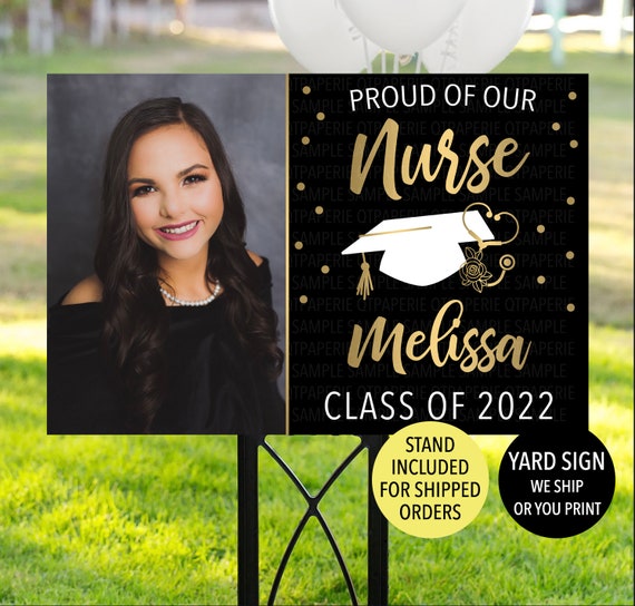 Nursing Graduate Yard Sign, Nurse Yard Sign, Gold Nurse Graduation Sign, Stethoscope Graduation, RN Graduation Yard Sign, EMT Graduation