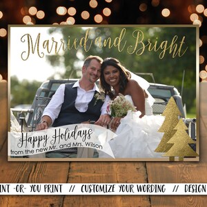 Carte de Noël mariée et lumineuse, Carte de Noël pour jeunes mariés, Carte photo de Noël, Carte de vacances pour jeunes mariés, Carte de vacances pour couples