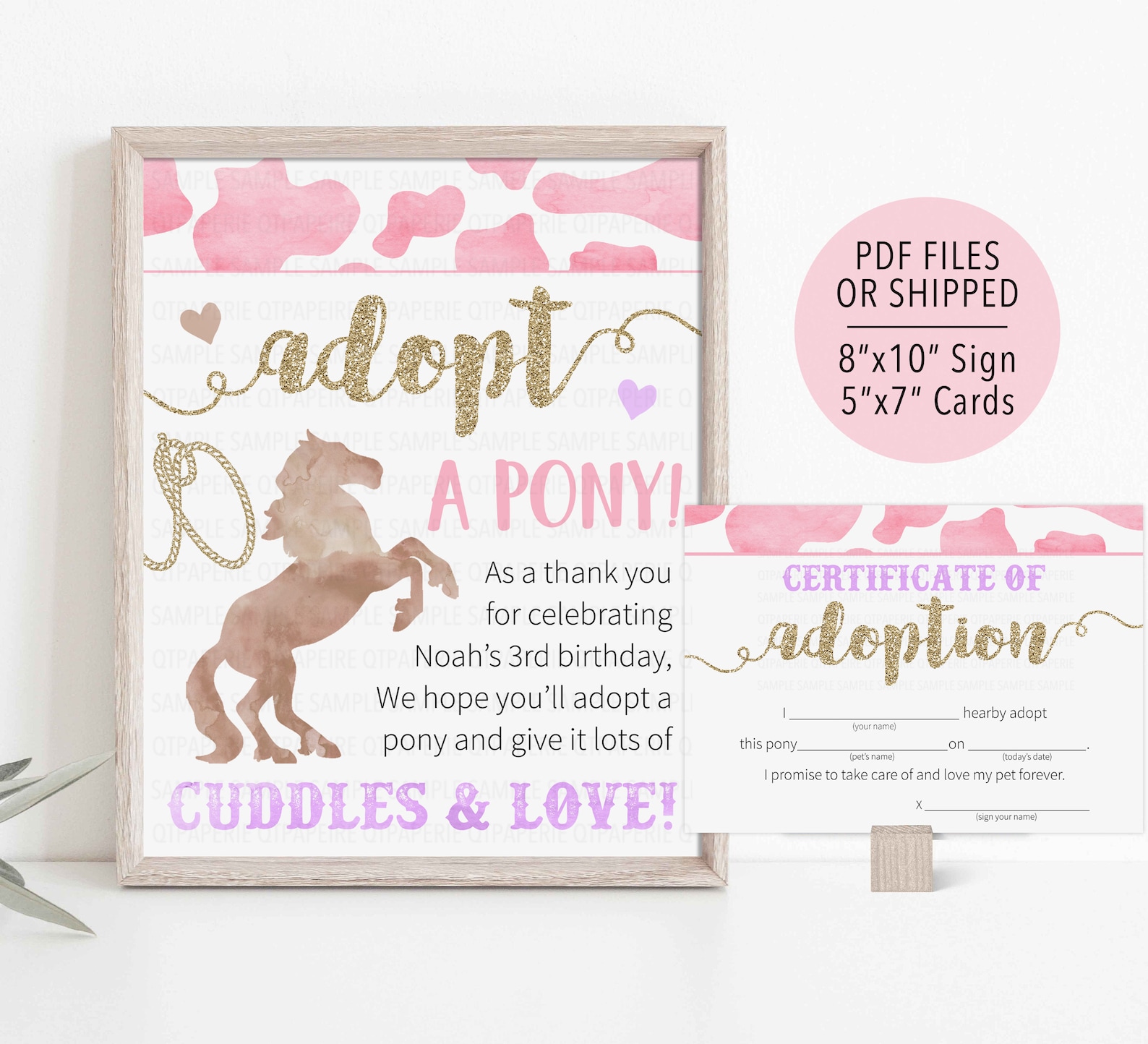 Pony Adoption Sign Adopt a Pony Certificate Girl Horse - Etsy