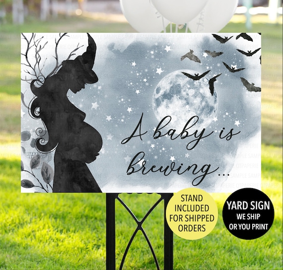 A Baby Is Brewing Sign, Spooky Baby Shower Sign, Halloween Baby Shower Welcome, Pregnant Witch Baby Shower Decoration, Spooky Gender Reveal