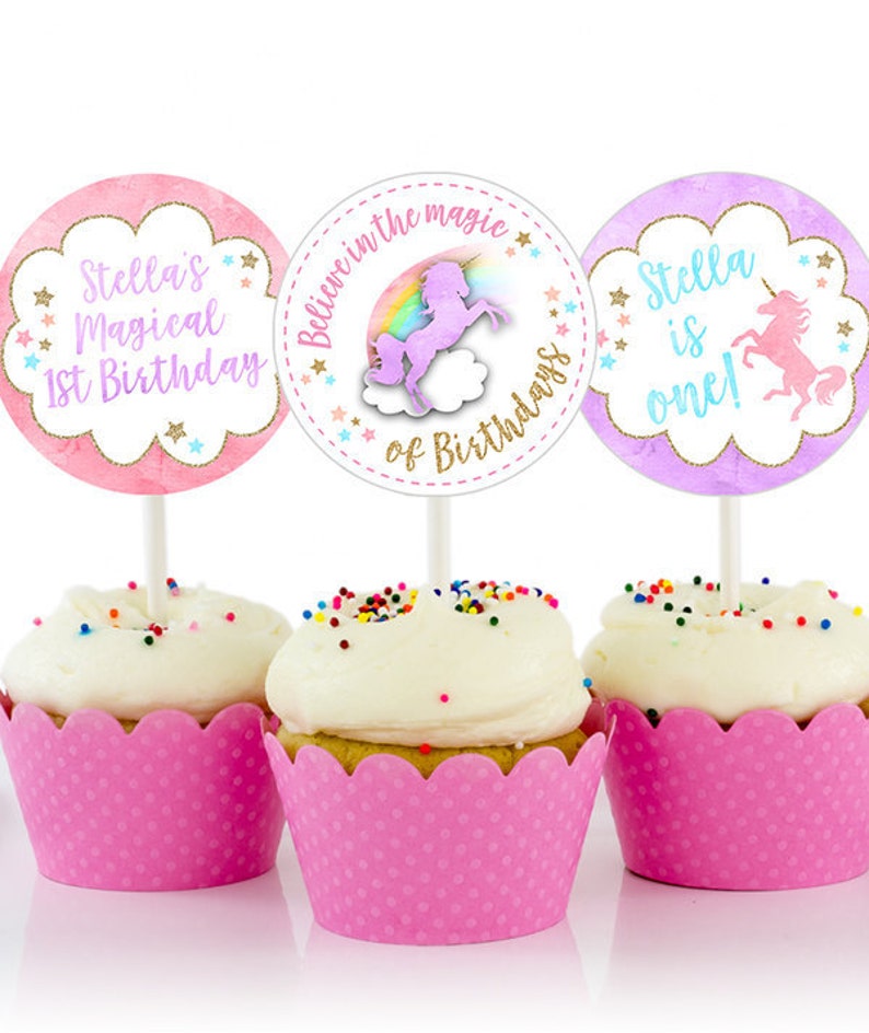 Unicorn Cupcake Topper Unicorn Birthday Cupcake Magical Etsy