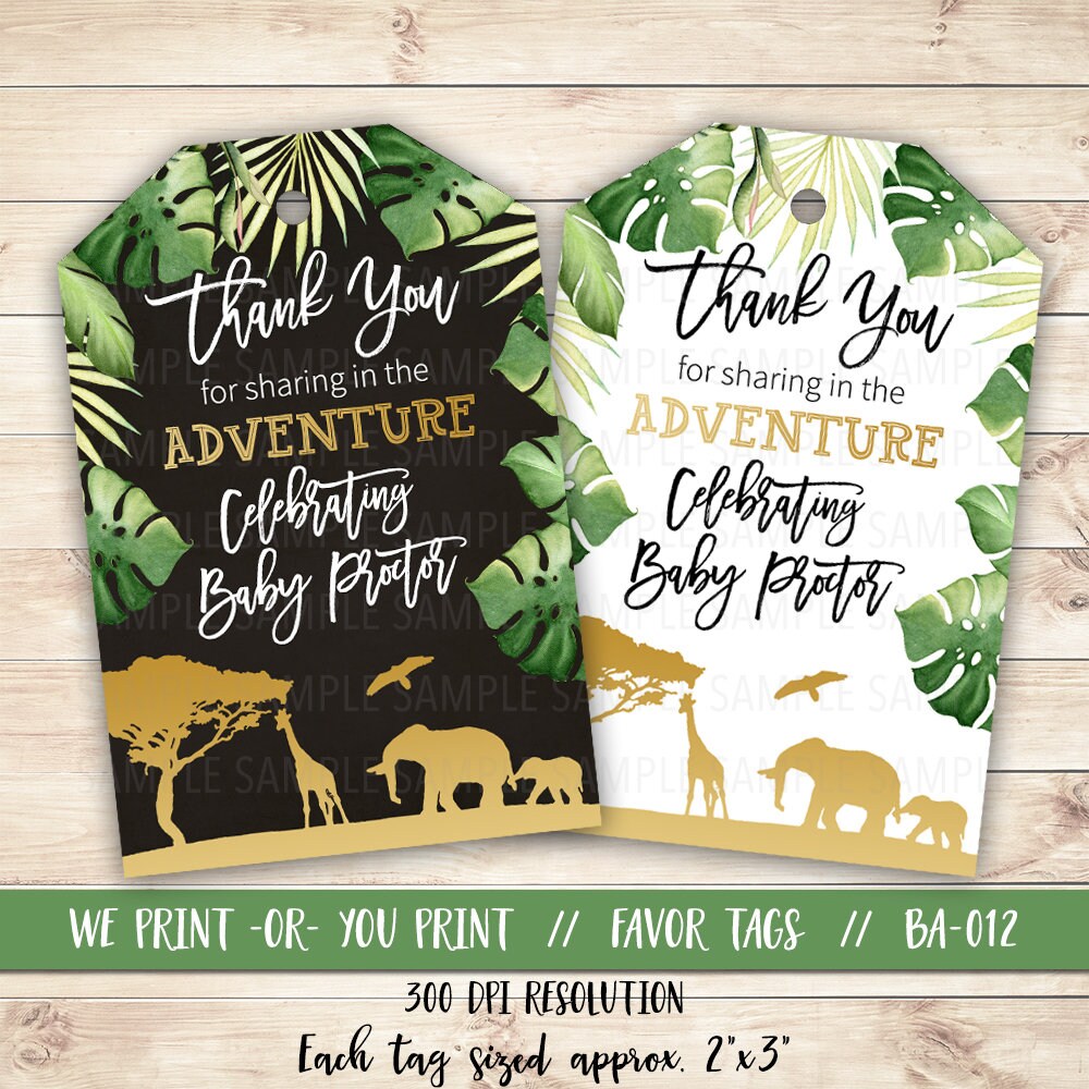 Safari Baby Shower Thank You Tag Jungle Baby Shower Safari - Etsy