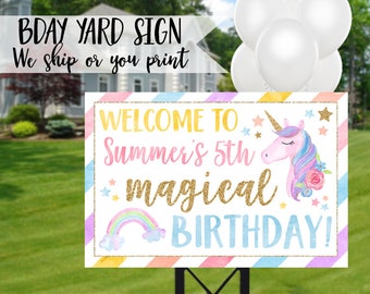 Unicorn Birthday Sign, Unicorn Yard Sign, Unicorn Sign, Rainbow Sign, Unicorn Welcome Sign, Magical Birthday Sign, Rainbow Birthday Sign