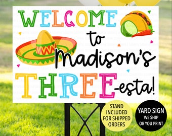 Three Esta Birthday Sign, Girl Three Esta Welcome Sign, Mexican Fiesta Sign, Fiesta Birthday, ThreeEsta Birthday Decoration Decor