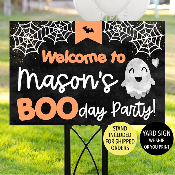 Halloween Boo-Day Party Welcome Sign, Ghost Birthday Sign, Kid Halloween Party, Happy Booday Yard Sign, Halloween Birthday Welcome