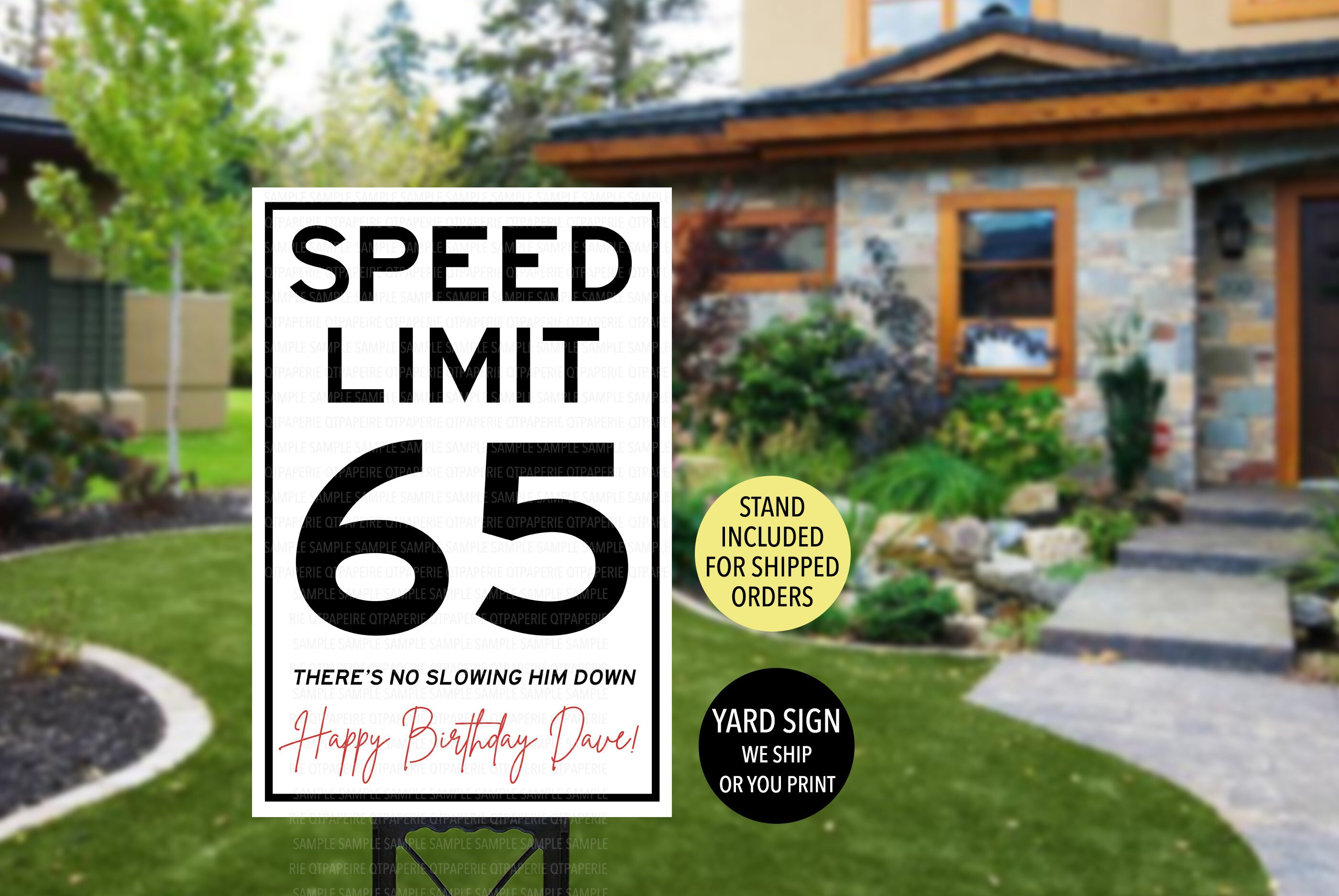Speed Limit Birthday Sign, Novelty Birthday Sign, 65 Speed Limit Sign, Printed Yard Sign, Funny Birthday Sign, Happy Birthday 50 Speed Sign