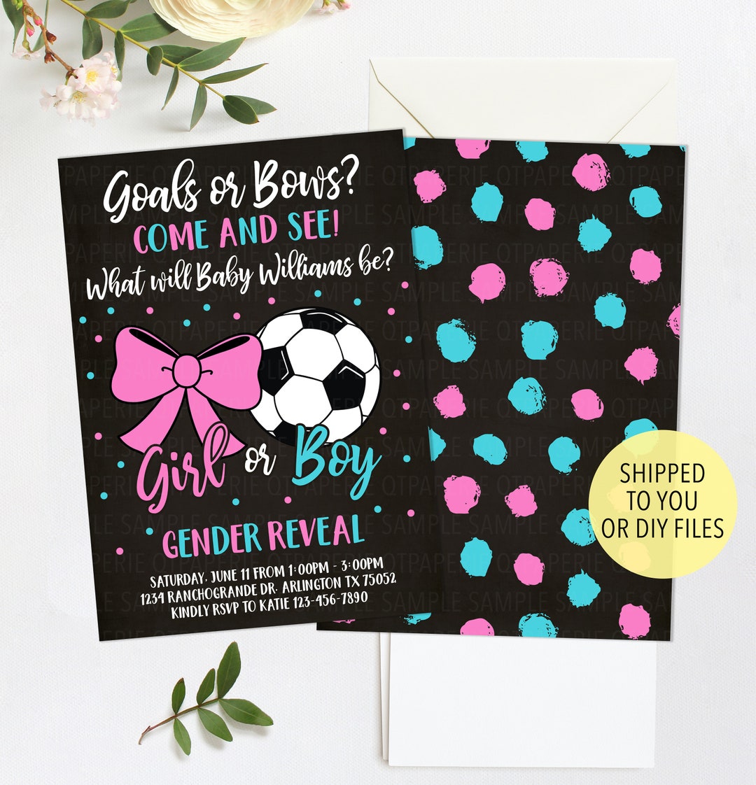 Soccer Gender Reveal Invitation Gender Reveal Idea Boy or image