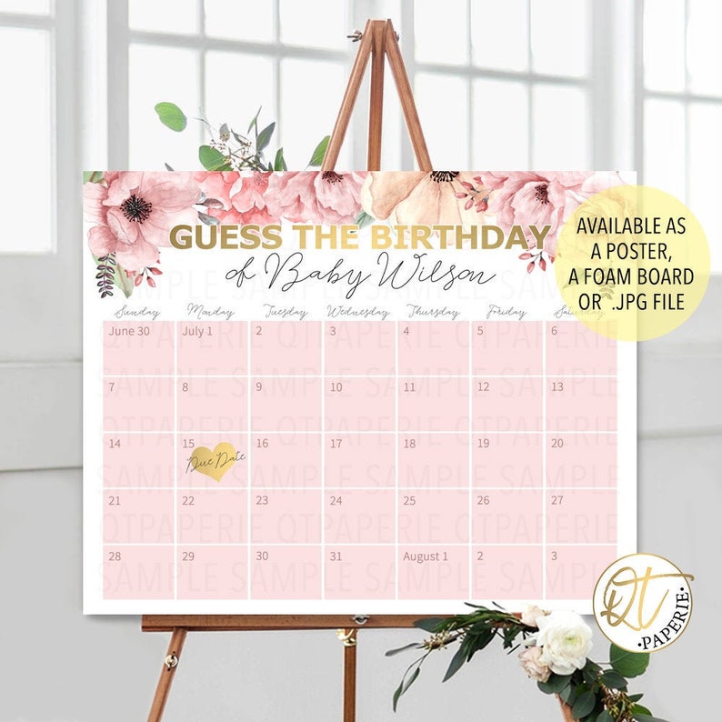 Baby Birthday Prediction Calendar Guess the Birthday Sign Etsy