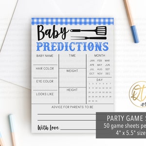 Baby Q Baby Shower Game, Boy Baby Q Game, Baby Predictions Game, Barbeque Baby Shower Game Sheets, Printed Game, Baby-Q Game