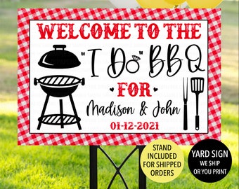 I Do BBQ Sign, I Do BBQ Decoration, BBQ Welcome Poster, Printed I Do Barbeque Sign, Bbq Engagement Sign, Red Gingham Bbq Couples Shower