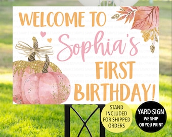 Girl Pumpkin Birthday Sign, Pink Pumpkin Yard Sign, Glitter Pumpkin Sign, Girl Pumpkin Party, Pumpkin Welcome Sign, Pumpkin Patch Sign