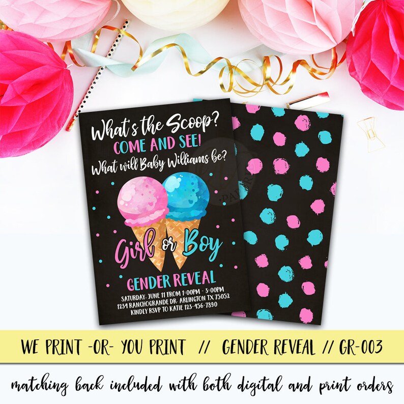 Ice Cream Gender Reveal Invitation Whats the Scoop Etsy