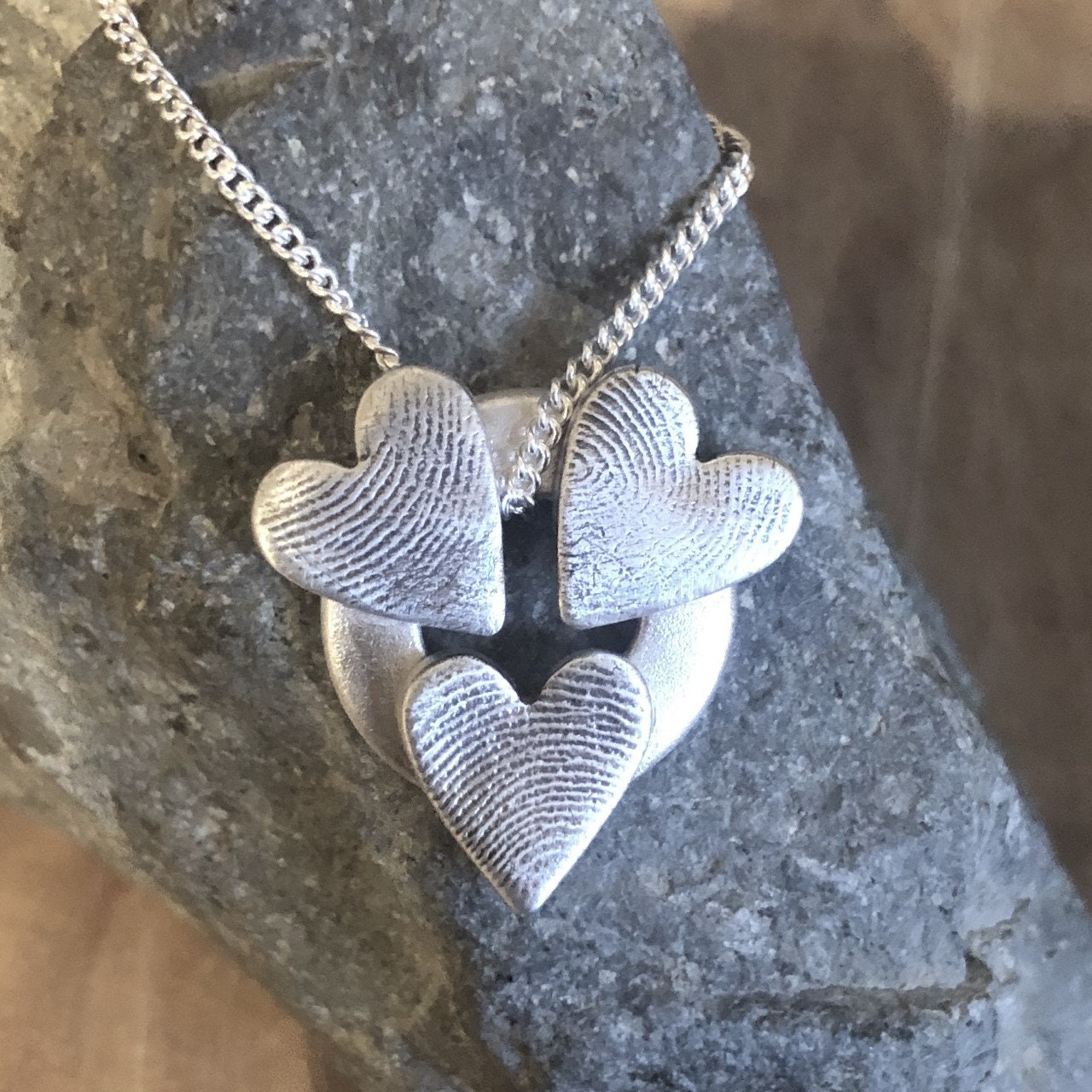 Triple fingerprint necklace top