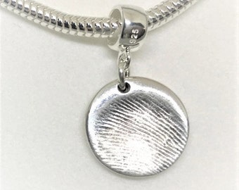 Silver Fingerprint Charm, handcrafted in fine silver