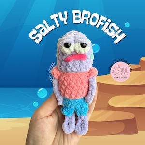 No Sew Salty Brofish Crochet Pattern PDF | Amigurumi Blobfish Pattern | Fast Market Prep Crochet Plushie | Digital Download US Terms