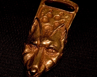 Wolf head belt tip with paw - F-17