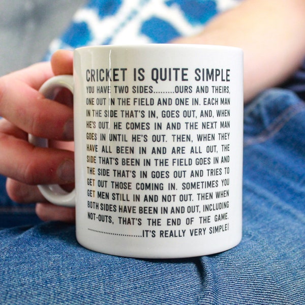 Cricket Mug with Funny Cricket Quote - Funny Cricket Gift - 'Cricket is Simple' Funny Quote - Gift for Cricketers - Mug for Cricket Lovers