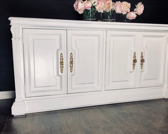 Vintage Drexel Sofa Table Console Credenza Black Lacquer Hand
