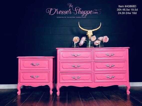 Sold Sold Sold Beautiful Dresser And Nightstand Set In Pink Etsy