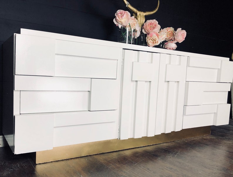 Rare Vintage Lane Brutalist Set Dresser Console Nightstands Etsy