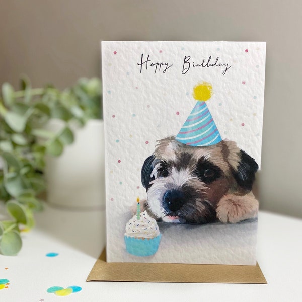 Border Terrier birthday card, Border terrier lover card, dog lover card, cute dog card, Border Terrier greeting card, dog lover birthday