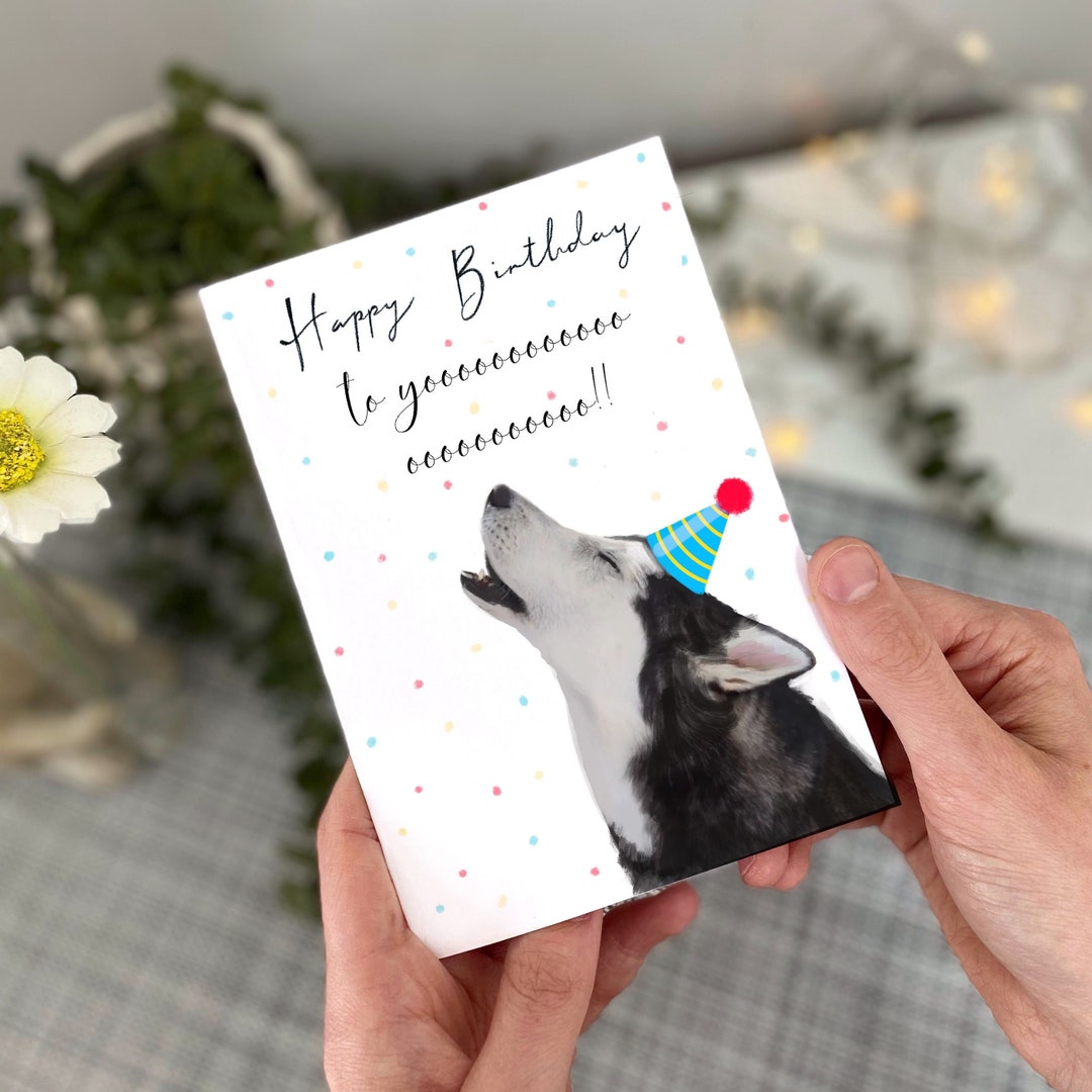 Husky Birthday Card, Husky Card, Funny Husky Card, Husky Gifts, Funny Dog Card, Dog Howling Card