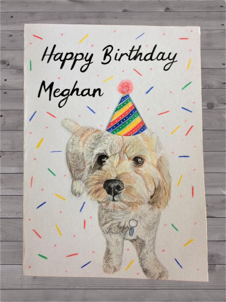Your dog hand drawn on a Birthday card Personalised Happy Birthday dog card Birthday Card dog Hand drawn dog card